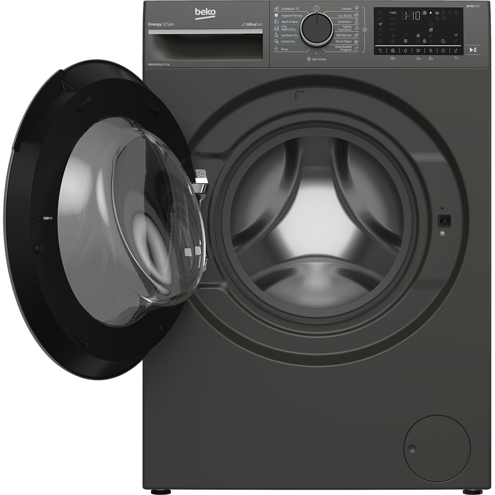 Masina de spalat rufe frontala cu uscator BEKO B7DFT68442M ES, SteamCure, 8/5 kg, 1400rpm, Clasa A/D, Wi-Fi, gri inchis