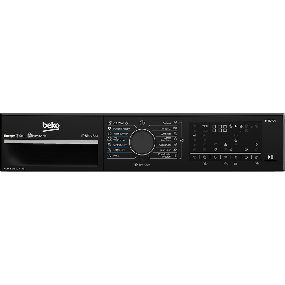 Masina de spalat rufe frontala cu uscator BEKO B7DFT6105447WBPB ES, SteamCure, 10.5/7 kg, 1400rpm, Clasa A/D, Wi-Fi, alb