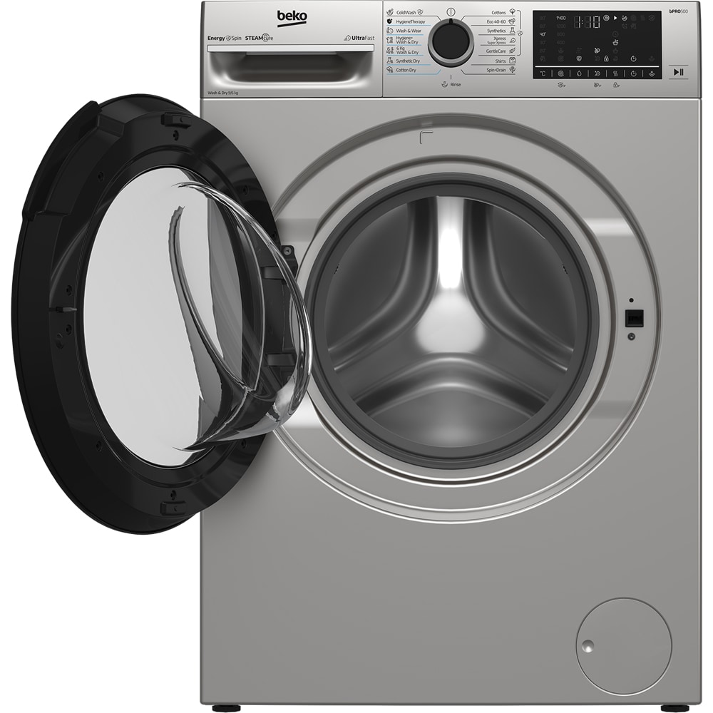 Masina de spalat rufe frontala cu uscator BEKO BM5DFT49442GB, SteamCure, 9/6 kg, 1400rpm, Clasa A/D, gri