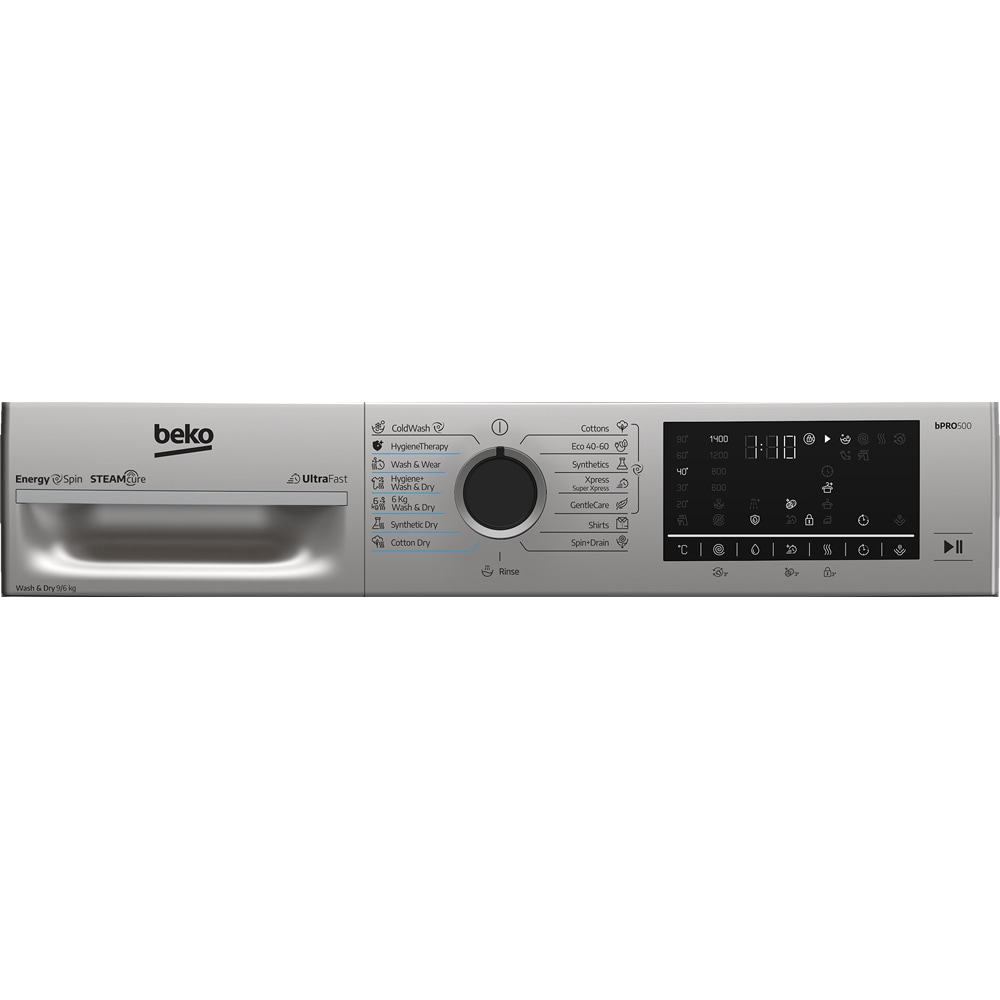 Masina de spalat rufe frontala cu uscator BEKO BM5DFT49442GB, SteamCure, 9/6 kg, 1400rpm, Clasa A/D, gri