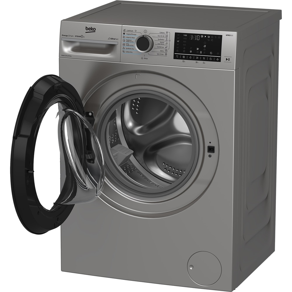 Masina de spalat rufe frontala cu uscator BEKO BM5DFT49442GB, SteamCure, 9/6 kg, 1400rpm, Clasa A/D, gri