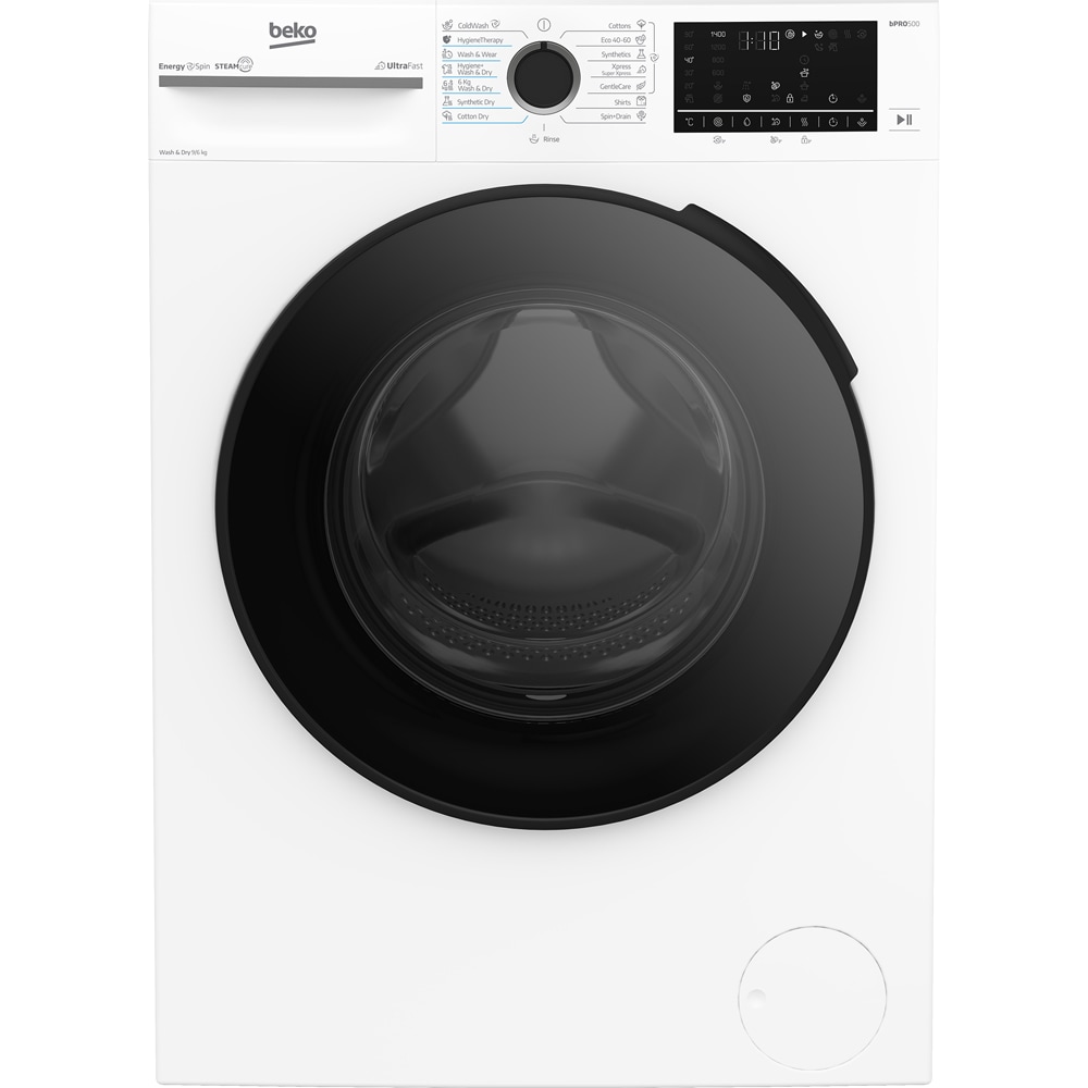 Masina de spalat rufe frontala cu uscator BEKO BM5DFT49442WB, SteamCure, 9/6 kg, 1400rpm, Clasa A/D, alb