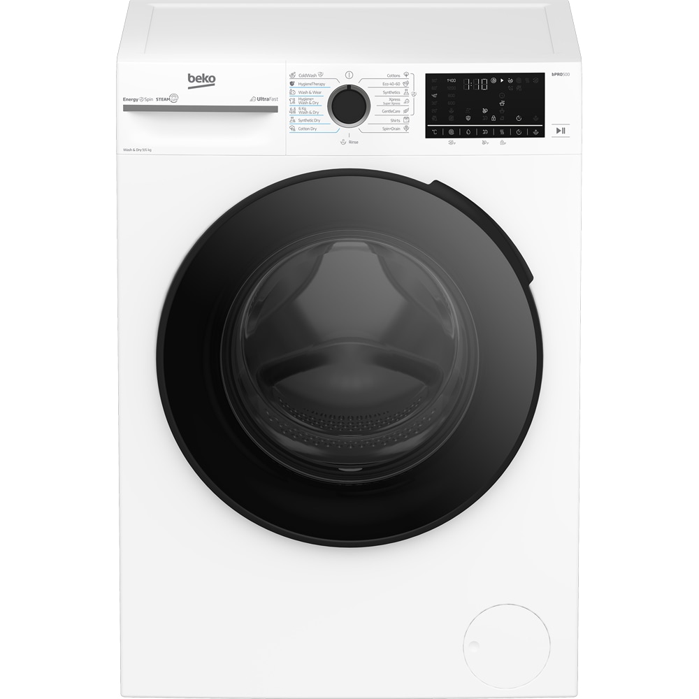 Masina de spalat rufe frontala cu uscator BEKO BM5DFT49442WB, SteamCure, 9/6 kg, 1400rpm, Clasa A/D, alb