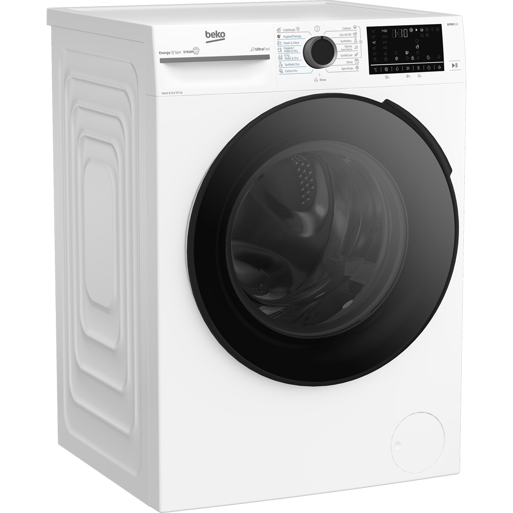 Masina de spalat rufe frontala cu uscator BEKO BM5DFT49442WB, SteamCure, 9/6 kg, 1400rpm, Clasa A/D, alb