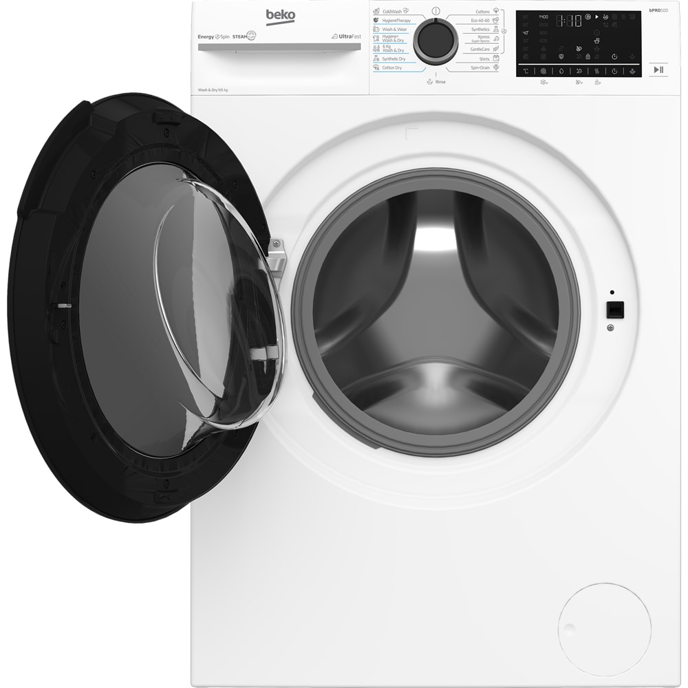 Masina de spalat rufe frontala cu uscator BEKO BM5DFT49442WB, SteamCure, 9/6 kg, 1400rpm, Clasa A/D, alb