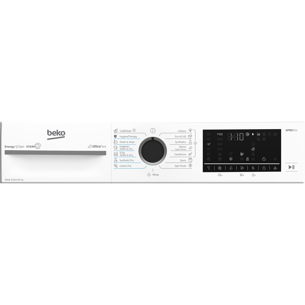 Masina de spalat rufe frontala cu uscator BEKO BM5DFT49442WB, SteamCure, 9/6 kg, 1400rpm, Clasa A/D, alb