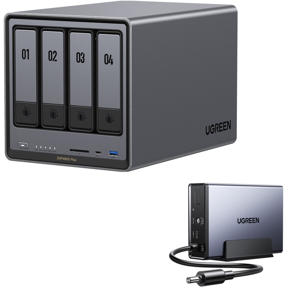 Network Attached Storage UGREEN DXP4800 Plus, 4.4GHz, 8GB, 4-Bays, negru