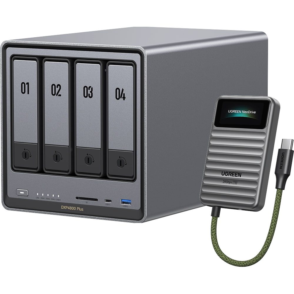 Network Attached Storage UGREEN DXP4800 Plus, 4.4GHz, 8GB, 4-Bays, negru