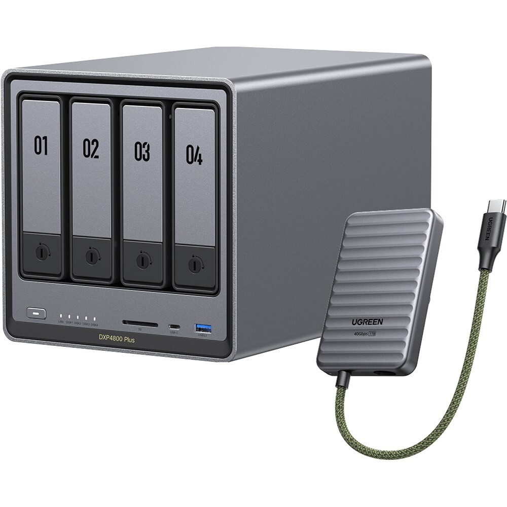 Network Attached Storage UGREEN DXP4800 Plus, 4.4GHz, 8GB, 4-Bays, negru