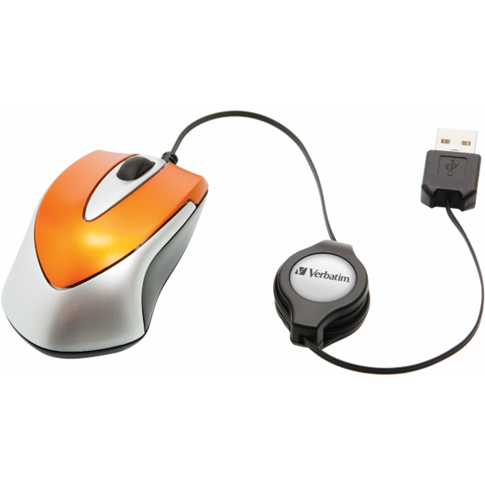 Mouse cu fir VERBATIM 49023 Go Mini, 1000 dpi, portocaliu