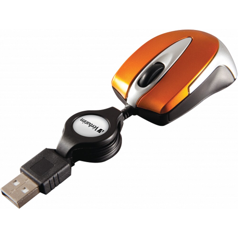 Mouse cu fir VERBATIM 49023 Go Mini, 1000 dpi, portocaliu