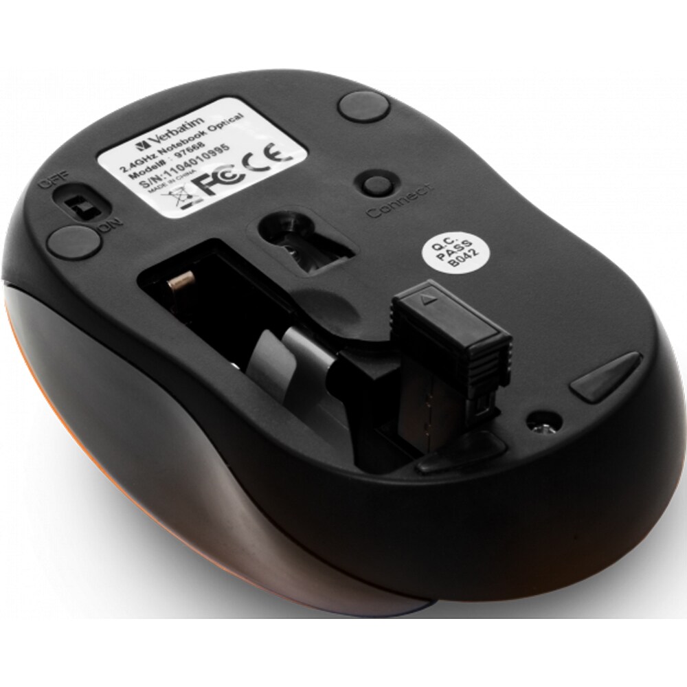 Mouse Wireless VERBATIM 49045 Go Nano, 1600 dpi, portocaliu