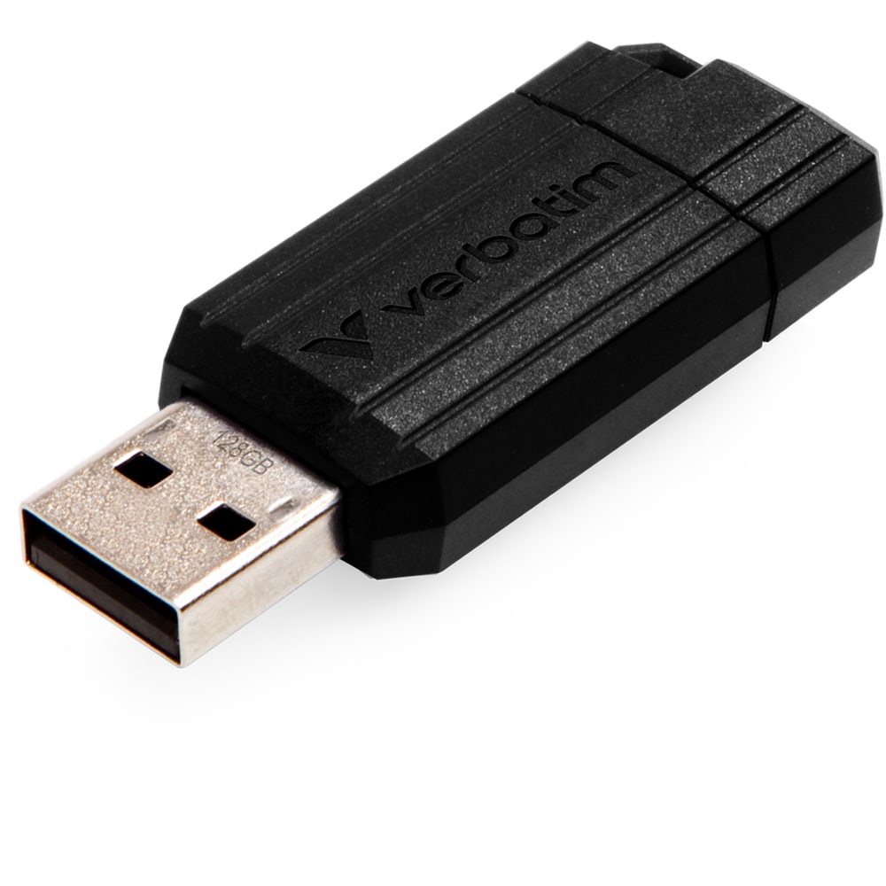Memorie USB VERBATIM PinStripe, 128GB, USB 2.0, negru