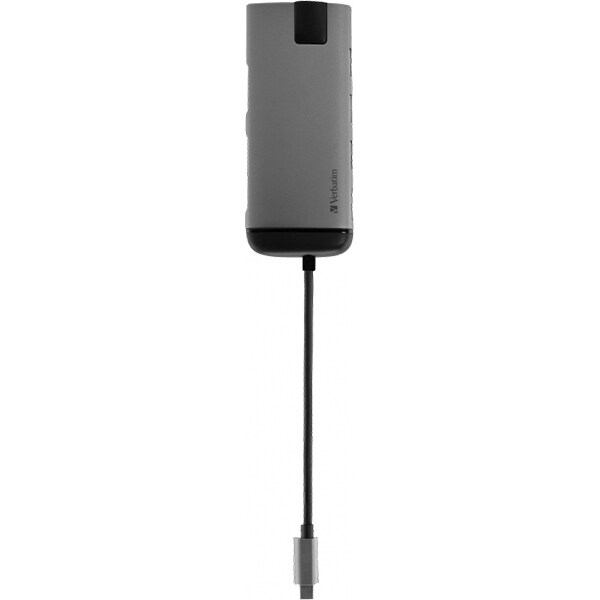 Hub USB Type-C VERBATIM 49142, USB 3.0, HDMI, Ethernet, SD/microSD, gri-negru