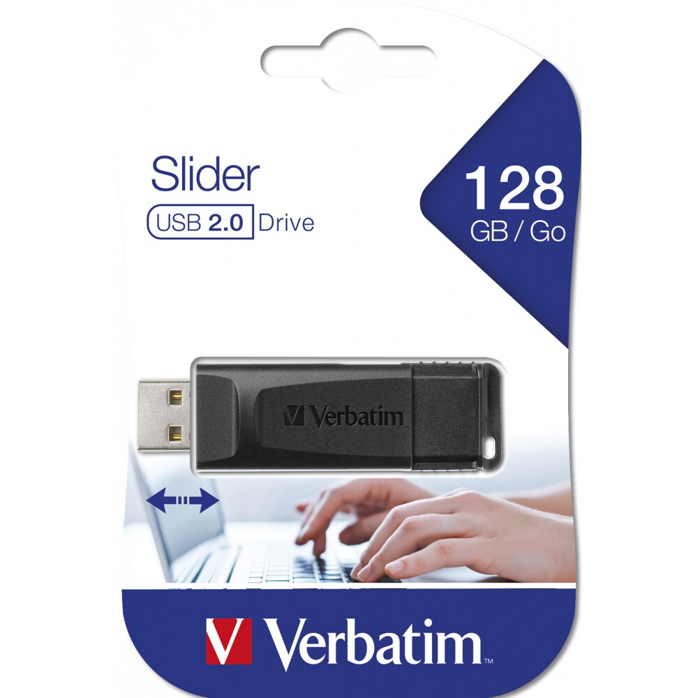Memorie USB VERBATIM Slider, 128GB, USB 2.0, negru