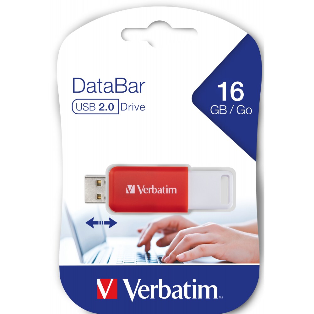 Memorie USB VERBATIM DataBar Drive, 16GB, USB 2.0, rosu