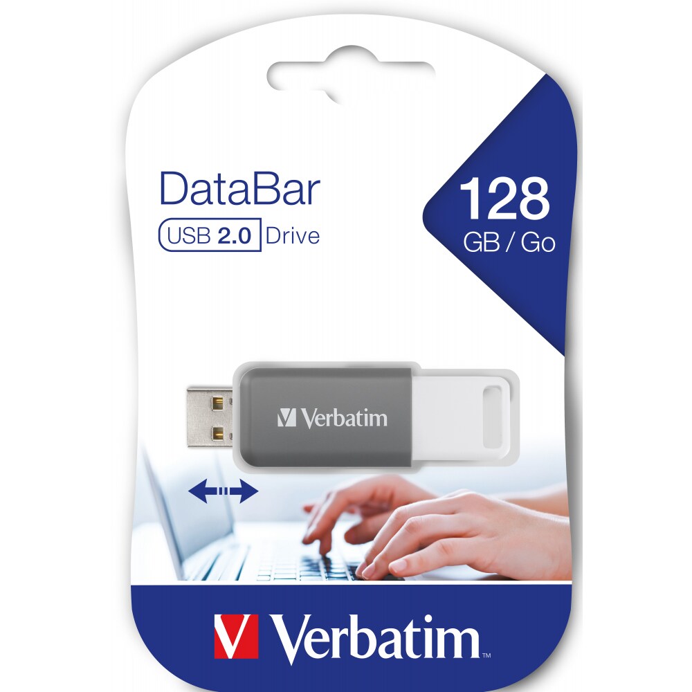 Memorie USB VERBATIM DataBar Drive, 128GB, USB 2.0, gri