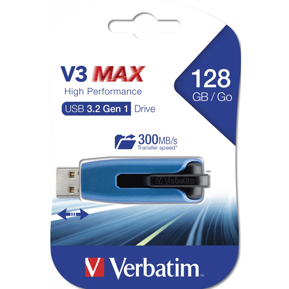 Memorie USB VERBATIM V3 MAX, 128GB, USB 3.2, albastru