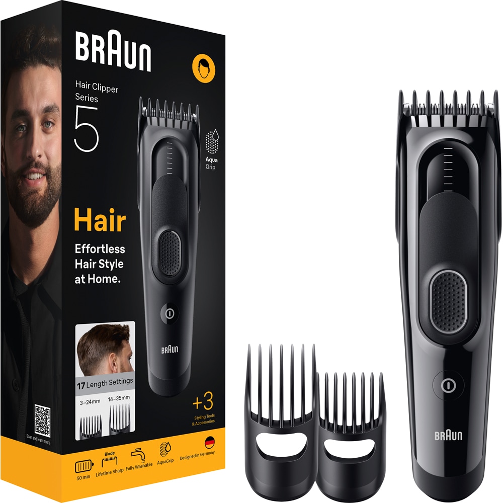 Aparat de tuns BRAUN Seria 5 HC5530, acumulator, 50 min autonomie, negru