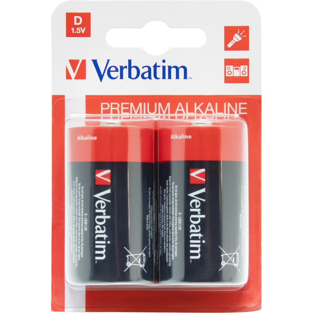 Baterie alcalina VERBATIM 49923, D, 1.5V, 2buc