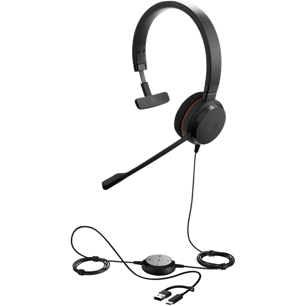 Casti teleconferinta JABRA Evolve 20 MS, Mono, Noise Cancelling, USB-A, USB-C, negru