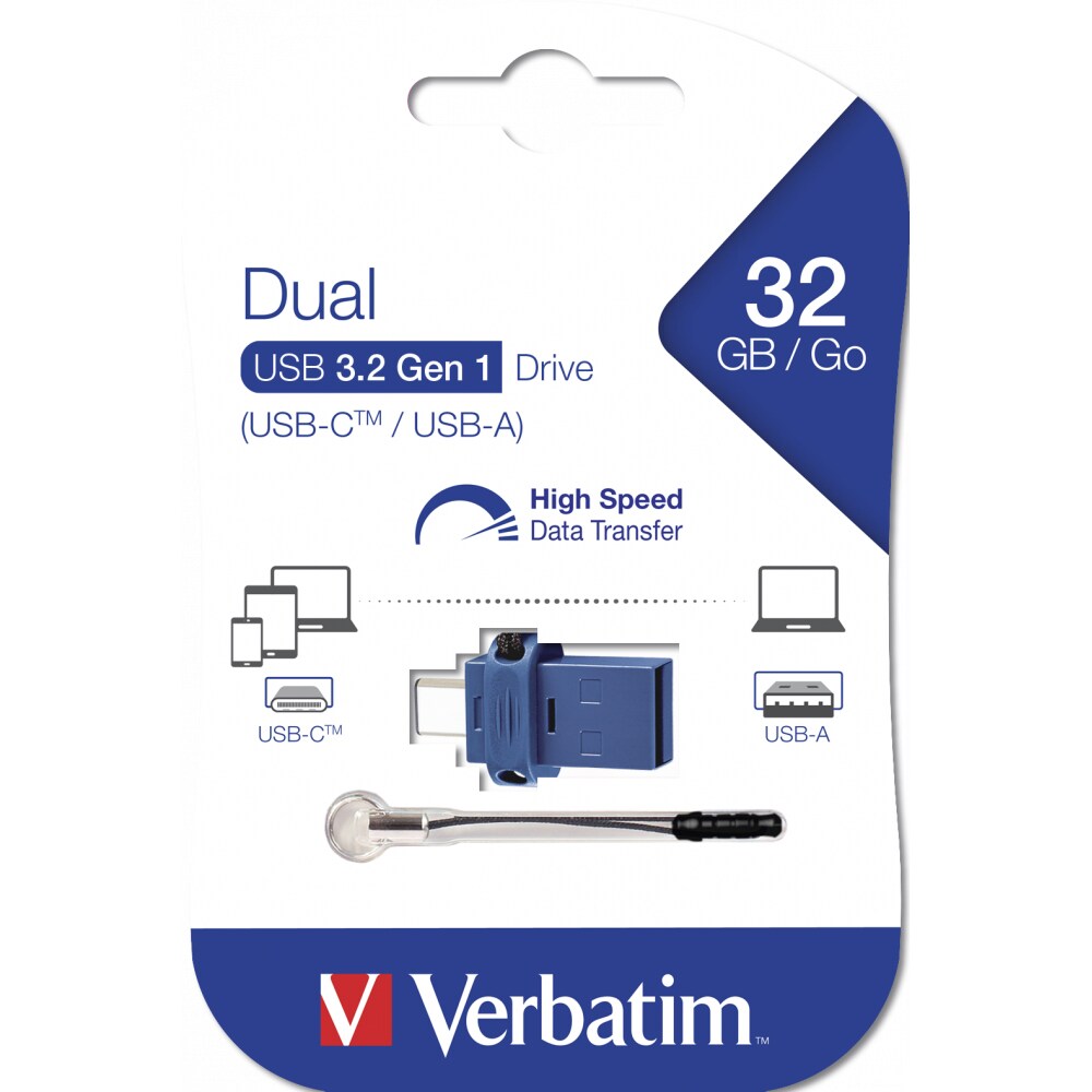 Memorie USB VERBATIM 49966, 32GB, Type C - USB 3.2 Gen 1, albastru