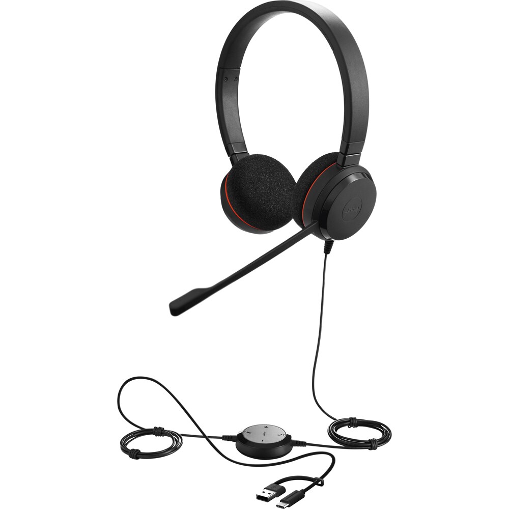 Casti teleconferinta JABRA Evolve 20 MS, Stereo, Noise Cancelling, USB-A, USB-C, negru