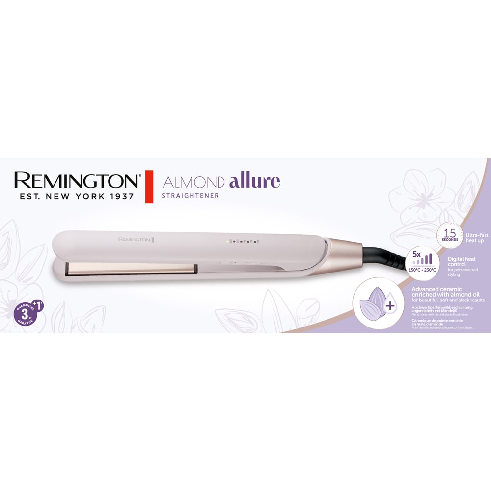 Placa de indreptat parul REMINGTON Almond Allure S4807, 230 grade, invelis ceramic, bej