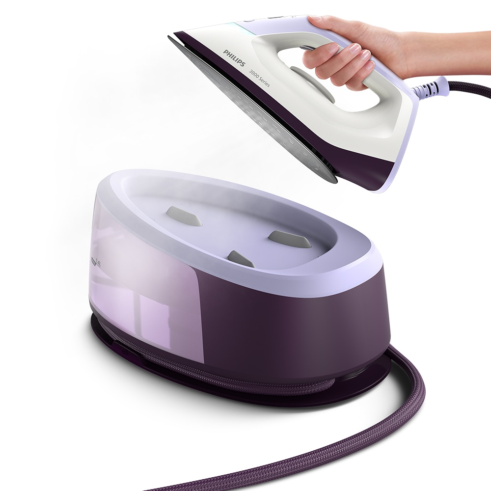 Statie de calcat PHILIPS Seria 3000 PSG3000/30, 2400W, 350g/min, 1.4l, talpa ceramica, alb-mov