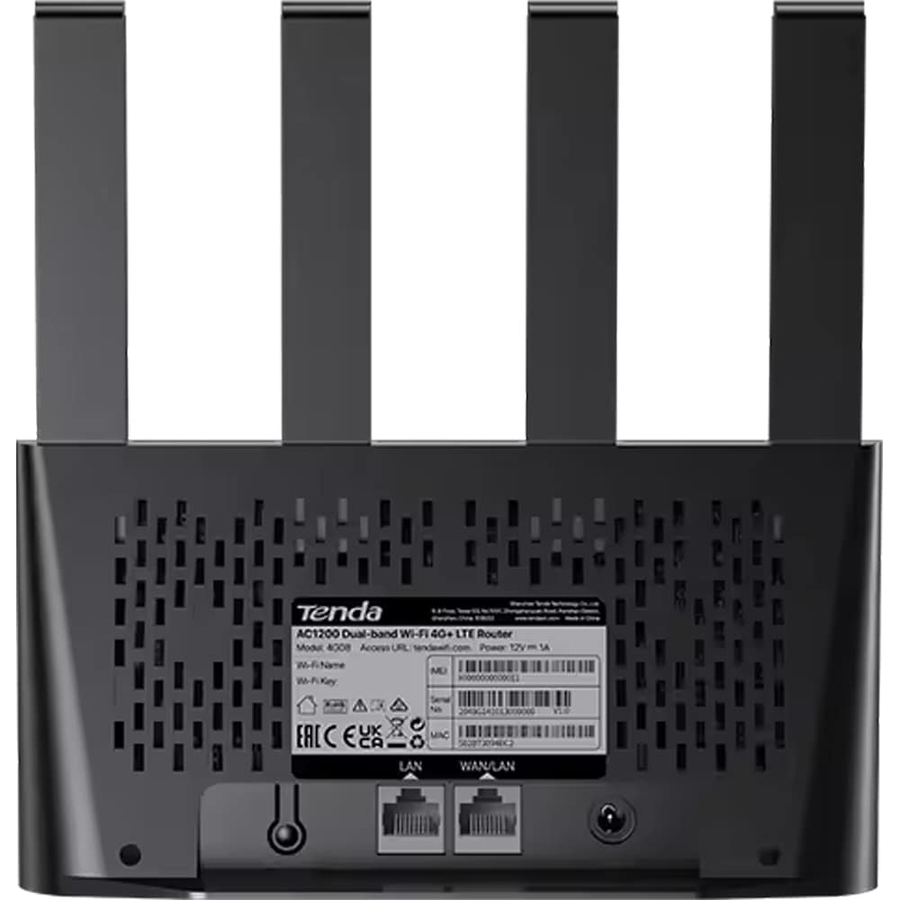 Router Wireless TENDA 4G08 AC1200, Dual Band 300 + 867 Mbps, 4G LTE, negru