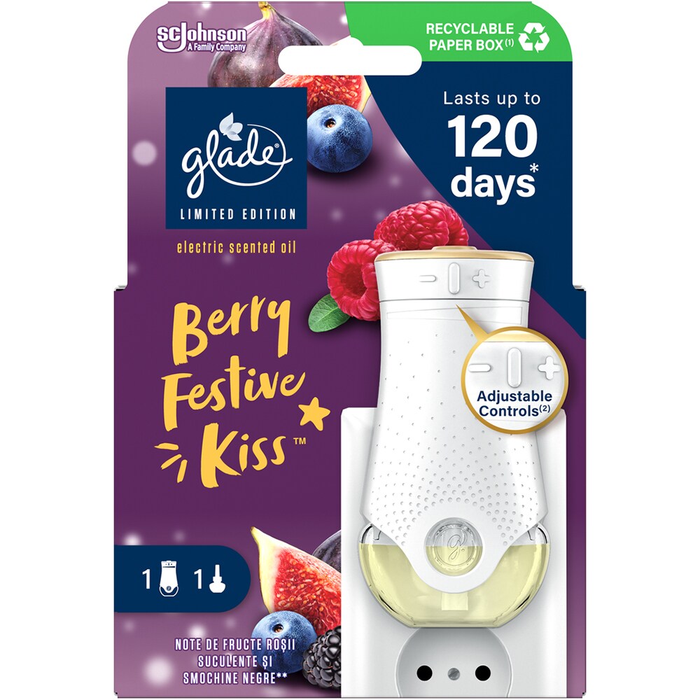 Odorizant de camera electric GLADE Berry Festive Kiss, 18 ml