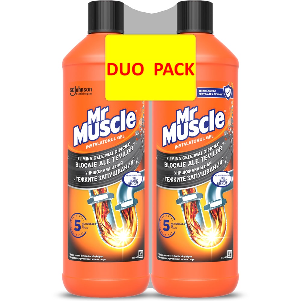 Gel pentru desfundat tevi MR. MUSCLE, 2 x 1000ml