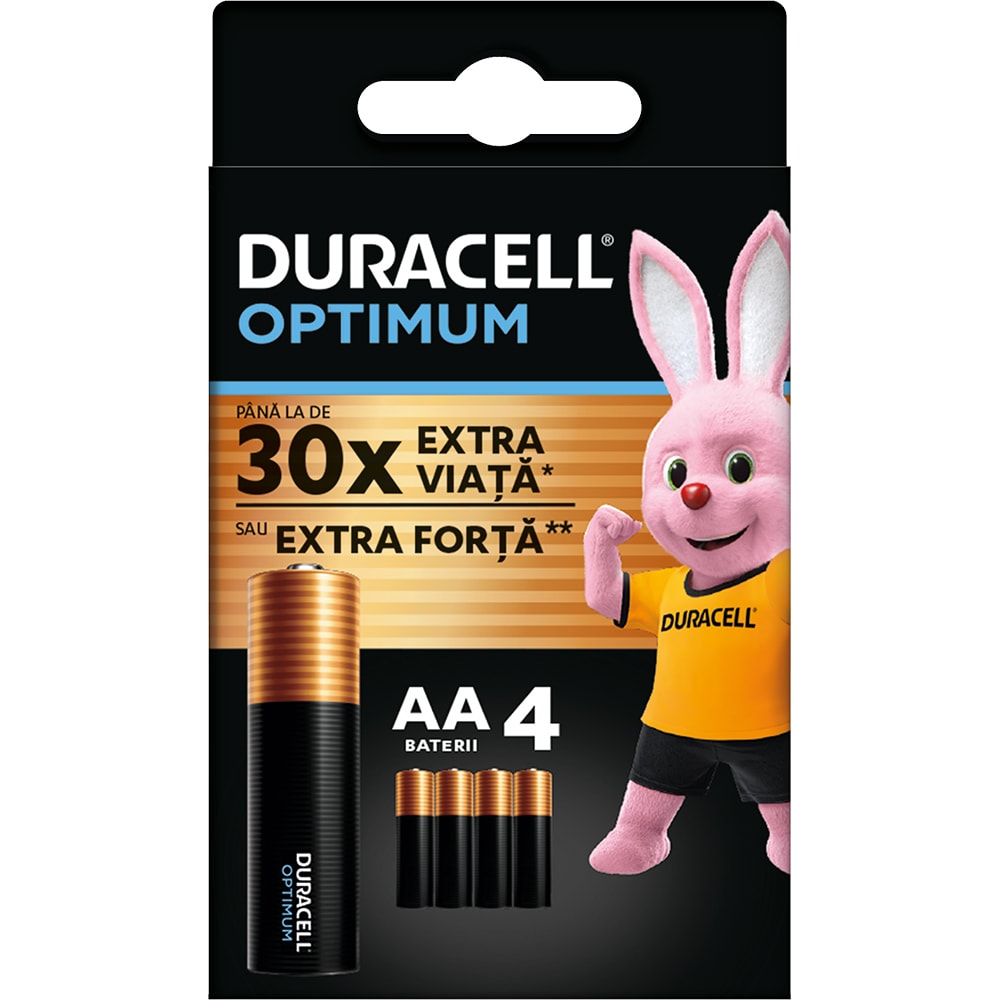 Baterii DURACELL R6 Optimum AA, 4 bucati