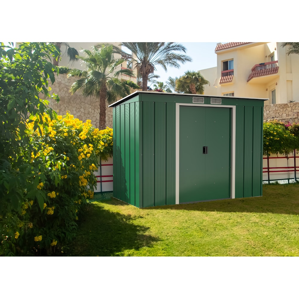 Casuta gradina DURAMAX Eco 8X4, otel, 263 x 123.6 x 181 cm, verde