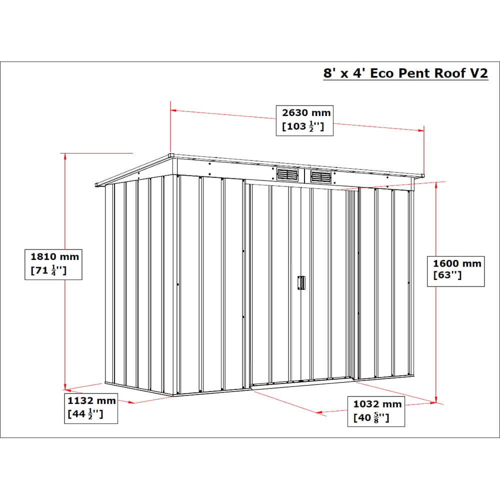 Casuta gradina DURAMAX Eco 8X4, otel, 263 x 123.6 x 181 cm, verde