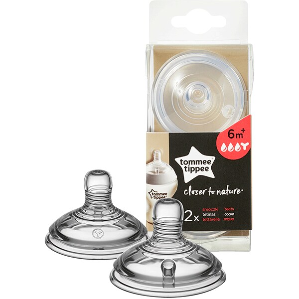 Set tetine TOMMEE TIPPEE, hrana densa, 6 luni+, 2 buc, transparent