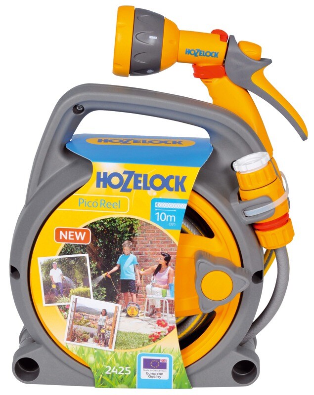 Rola derulator cu furtun si dispozitiv de stropit Hozelock, 10 m