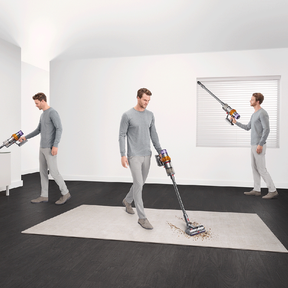 Aspirator vertical DYSON V15 Detect Absolute 2023, 0.76l, 25.2V, autonomie max 60 min, Root Cyclone, argintiu-galben