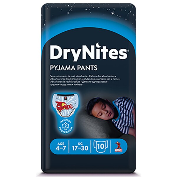Scutece chilotel HUGGIES DryNites, Baiat, 4-7 ani, 17-30 kg, 10 buc