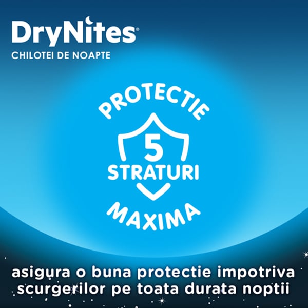 Scutece chilotel HUGGIES DryNites, Baiat, 4-7 ani, 17-30 kg, 10 buc