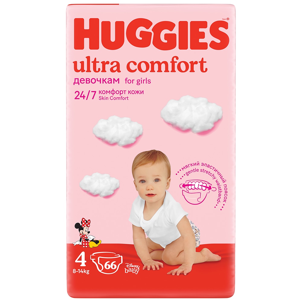 Scutece HUGGIES Ultra Comfort nr 4, Fata, 8-14 kg, 66 buc
