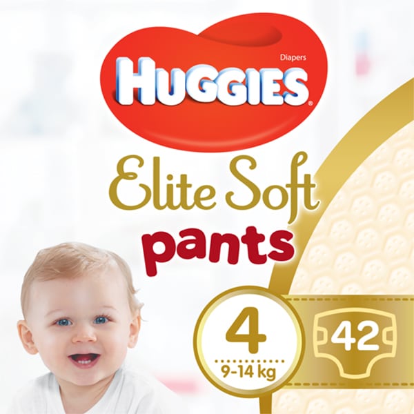 Scutece chilotel HUGGIES Elite Soft Pants nr 4, Unisex, 9-14 kg, 42 buc