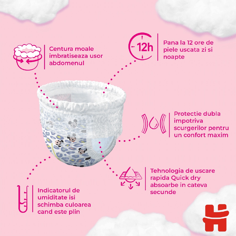 Scutece chilotel HUGGIES Jumbo nr 3, Fata, 6-11 kg, 44 buc