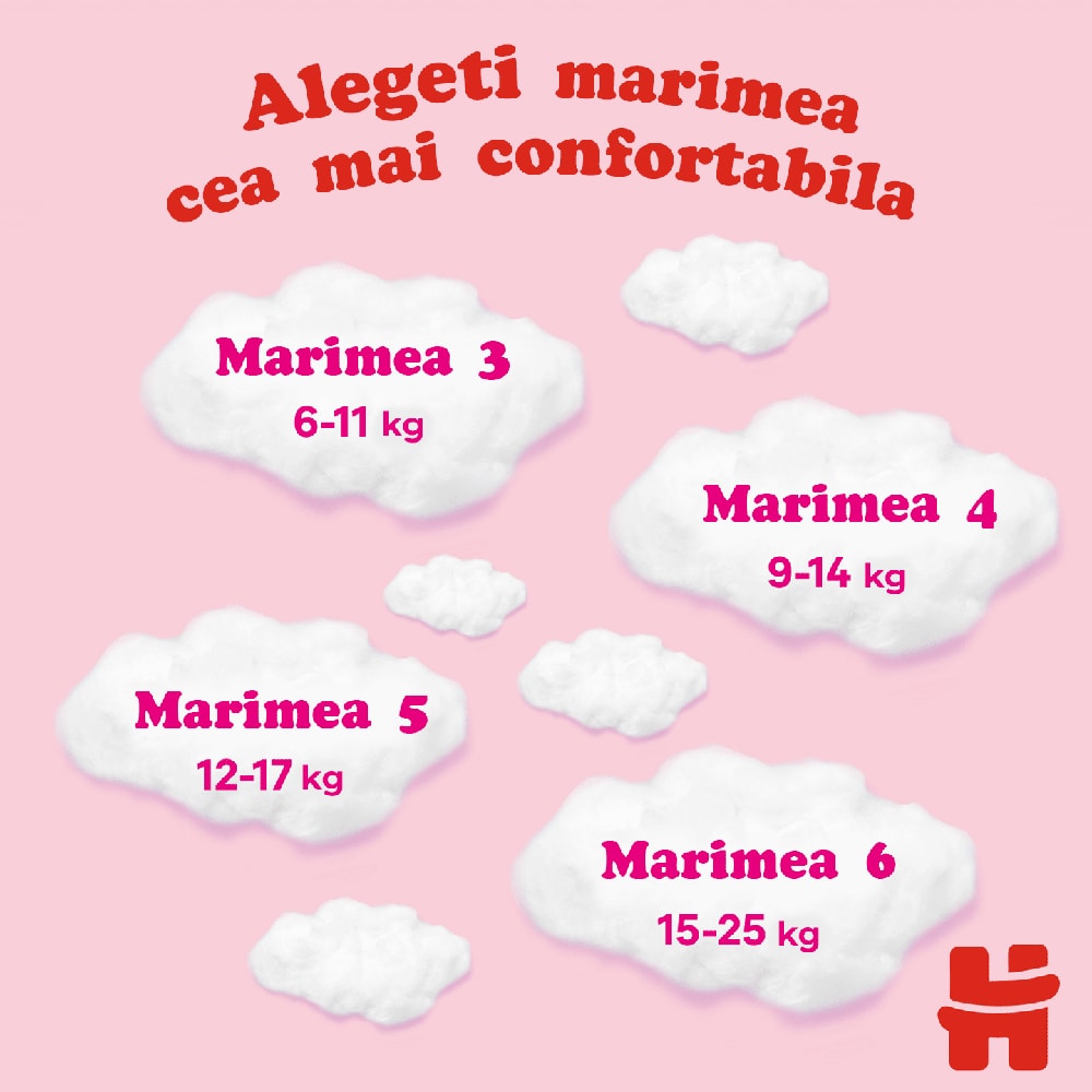 Scutece chilotel HUGGIES Jumbo nr 3, Fata, 6-11 kg, 44 buc