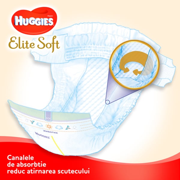 Scutece HUGGIES Elite Soft nr 3, Unisex, 5-9 kg, 21 buc