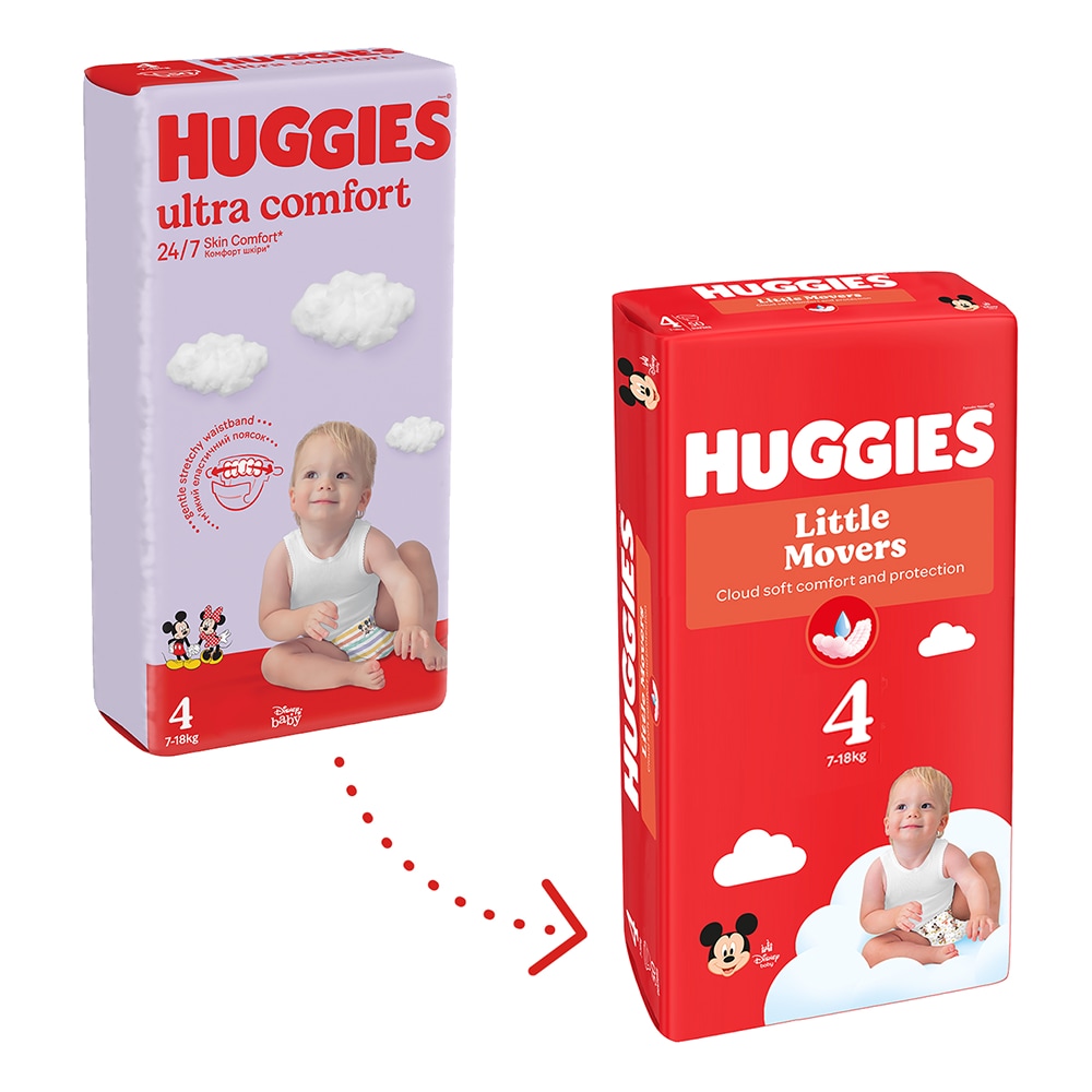 Scutece HUGGIES Little Movers Jumbo nr 4, Unisex, 7-18 kg, 50 buc
