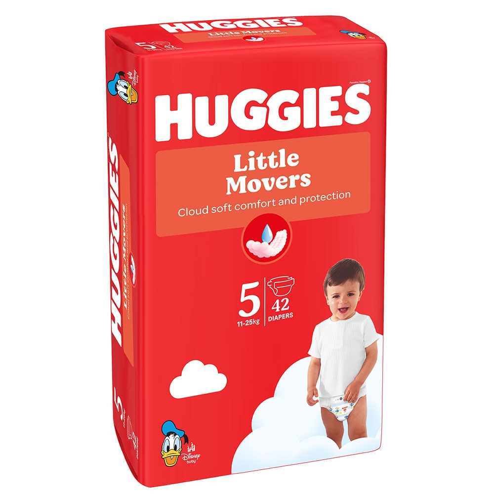 Scutece HUGGIES Little Movers Jumbo nr 5, Unisex, 11-25 kg, 42 buc