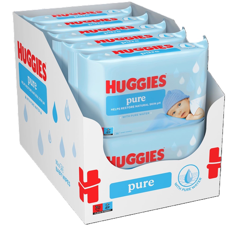 Servetele umede HUGGIES Pure, 10 pachete, 560 buc