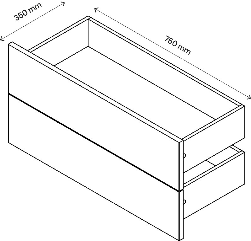 Sertar exterior, 35 x 75 cm, alb, set 2 bucati  GoodHome Atomia