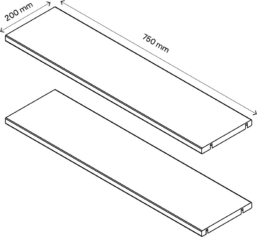 Pachet 2 rafturi, stejar, 75 x 20 cm  GoodHome Atomia